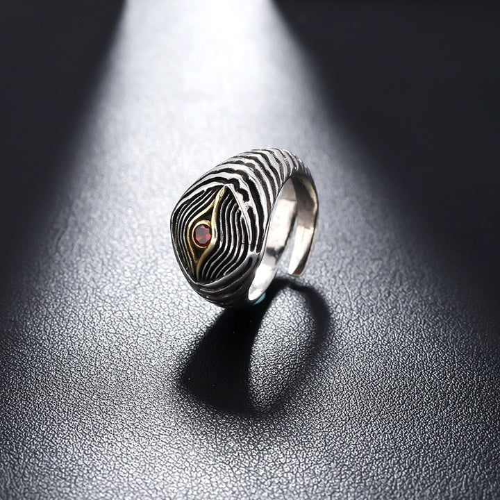 Silver-Plated Stone-Studded Adjustable Finger Ring