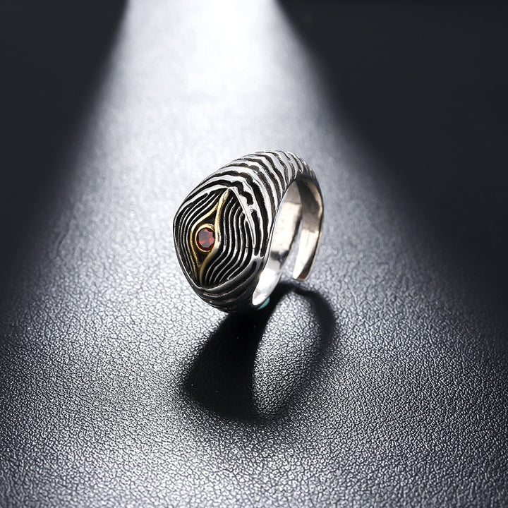 Silver-Plated Stone-Studded Adjustable Finger Ring