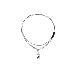 Stainless Steel Silver-Plated Artificial Stones Studded Chain