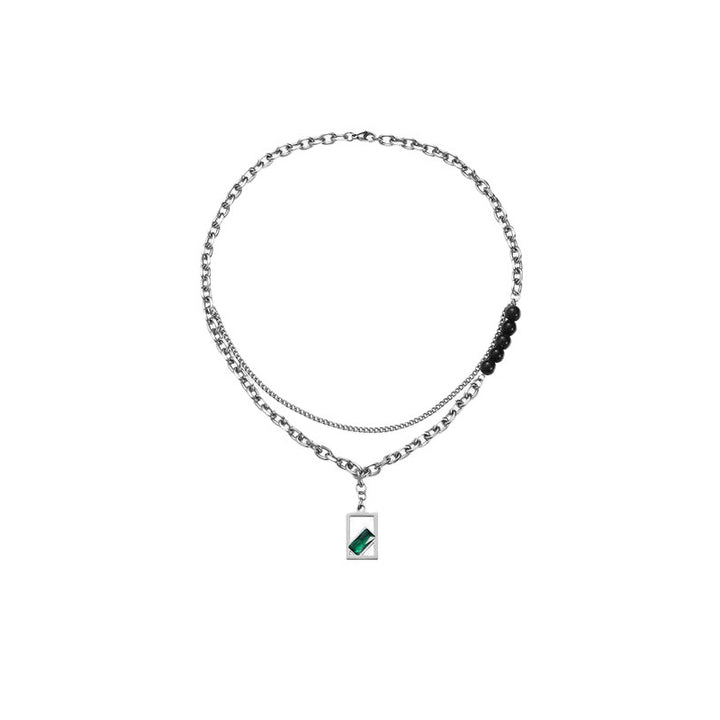 Stainless Steel Silver-Plated Artificial Stones Studded Chain