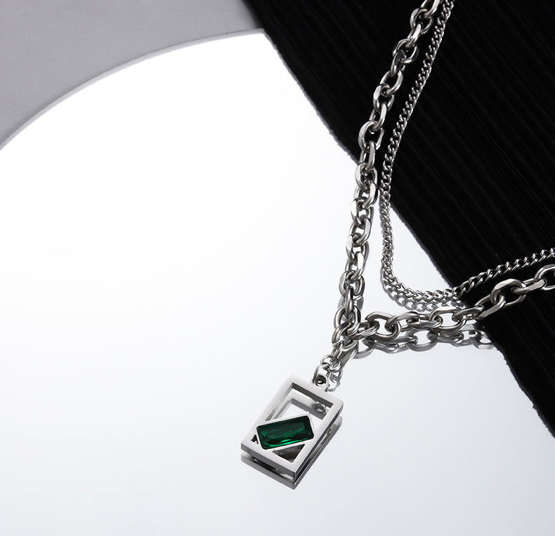 Stainless Steel Silver-Plated Artificial Stones Studded Chain