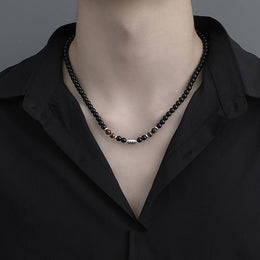 Silver-Plated Artificial Beaded Minimal Necklace