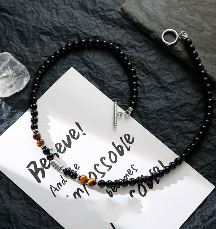 Silver-Plated Artificial Beaded Minimal Necklace