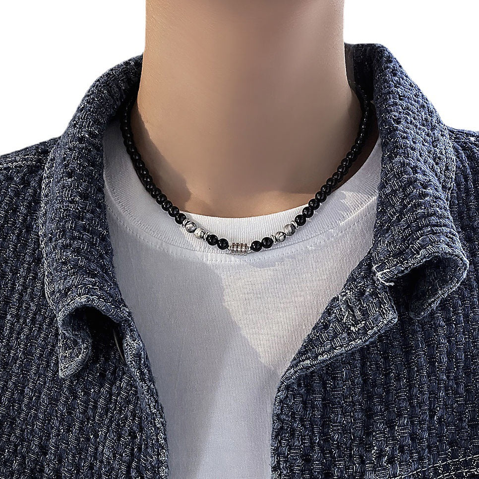 Silver-Plated Artificial Beaded Minimal Necklace
