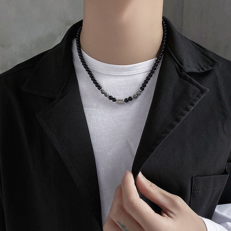 Silver-Plated Artificial Beaded Minimal Necklace