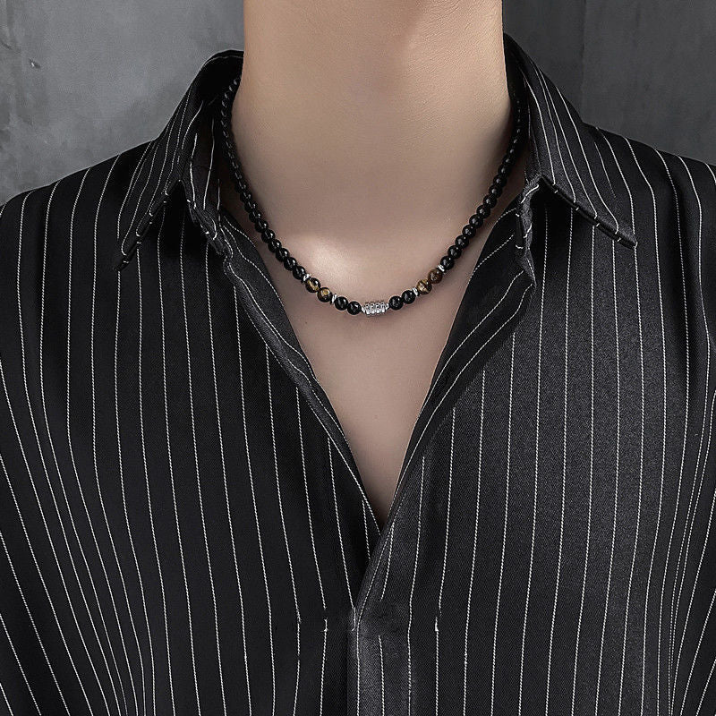 Silver-Plated Artificial Beaded Minimal Necklace