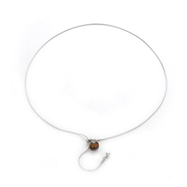 Stainless Steel Silver-Plated Artificial Stones Minimal Necklace