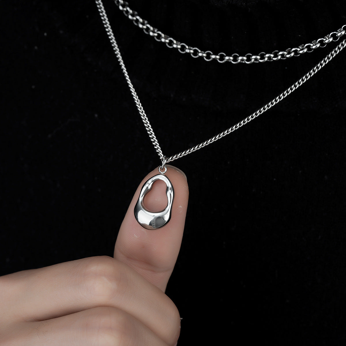 Stainless Steel Silver-Plated Minimal Necklace