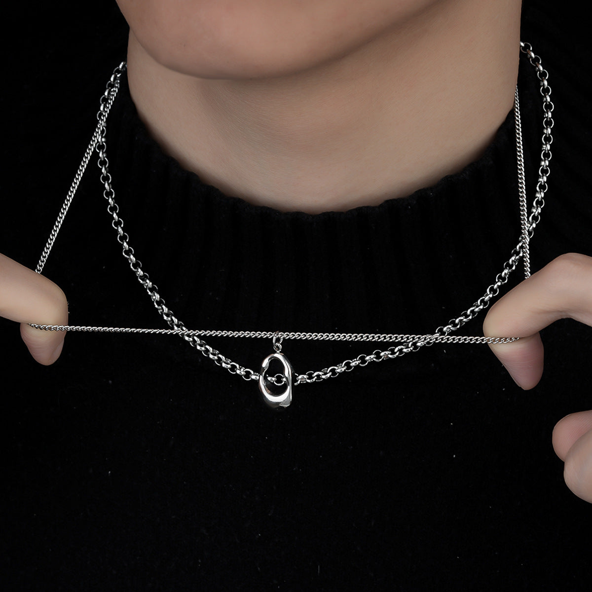 Stainless Steel Silver-Plated Minimal Necklace