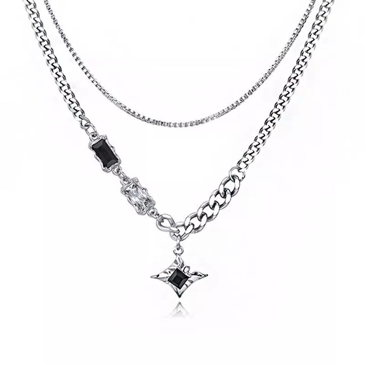Stainless Steel Silver-Plated Artificial Stones Minimal Necklace
