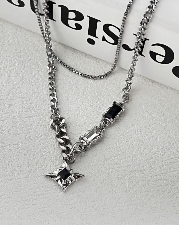 Stainless Steel Silver-Plated Artificial Stones Minimal Necklace
