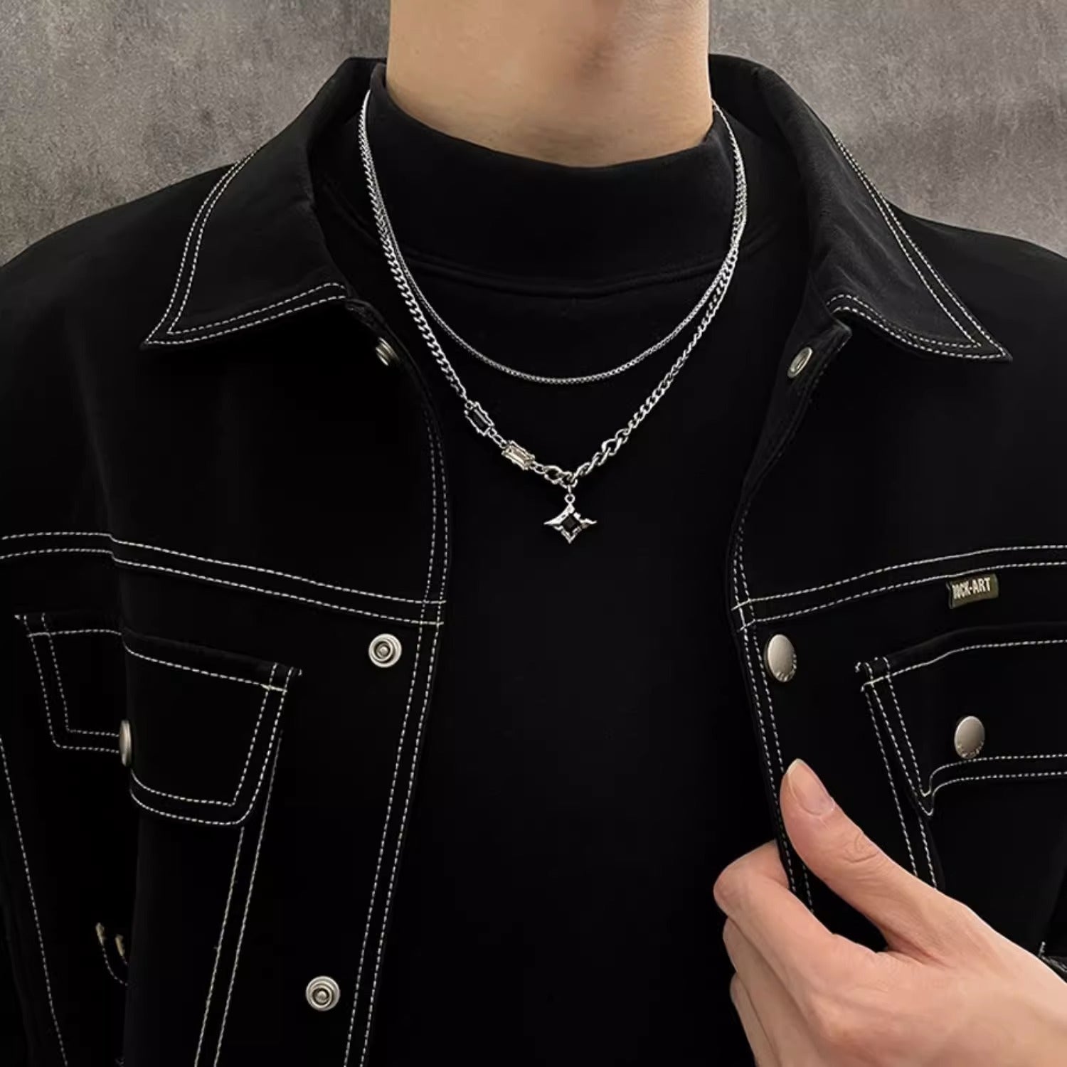 Stainless Steel Silver-Plated Artificial Stones Minimal Necklace