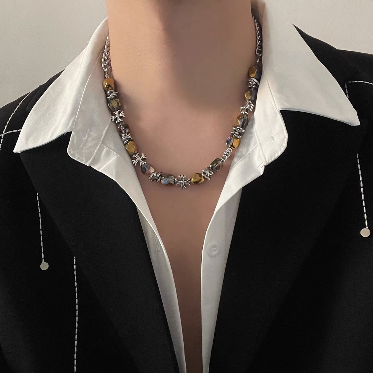 Silver-Plated Enamelled Necklace