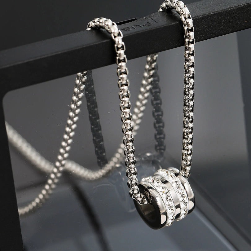 Stainless Steel Silver-Plated Artificial Stones Studded Chain