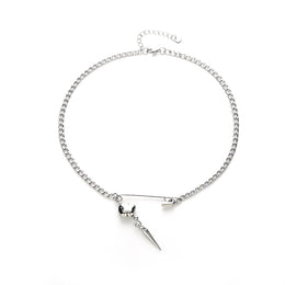 Stainless Steel Silver-Plated Contemporary Pendant With Chain