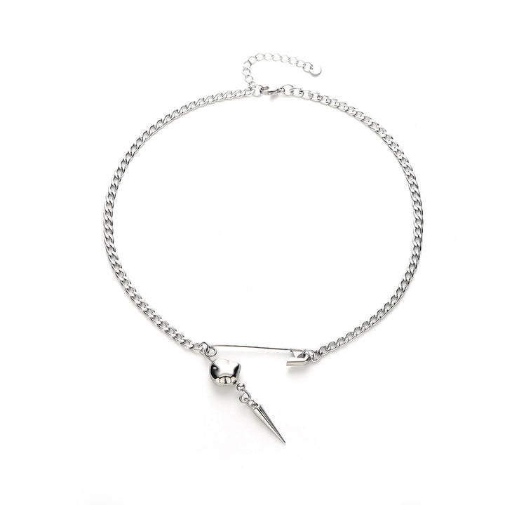 Stainless Steel Silver-Plated Contemporary Pendant With Chain