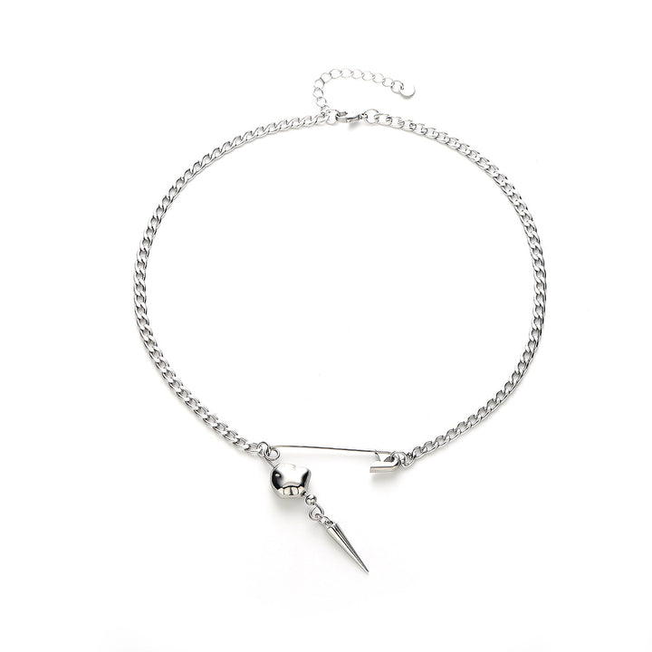 Stainless Steel Silver-Plated Contemporary Pendant With Chain