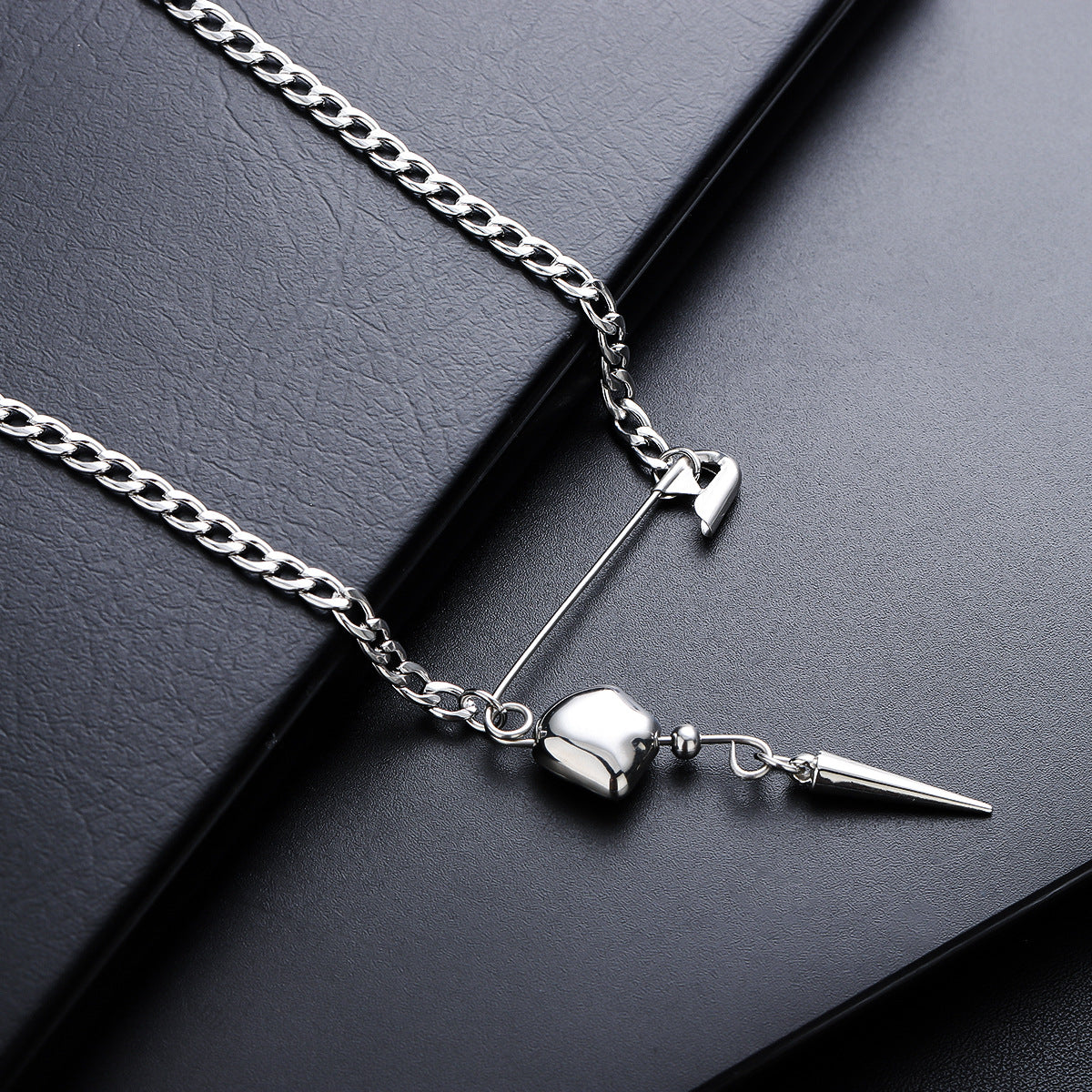 Stainless Steel Silver-Plated Contemporary Pendant With Chain