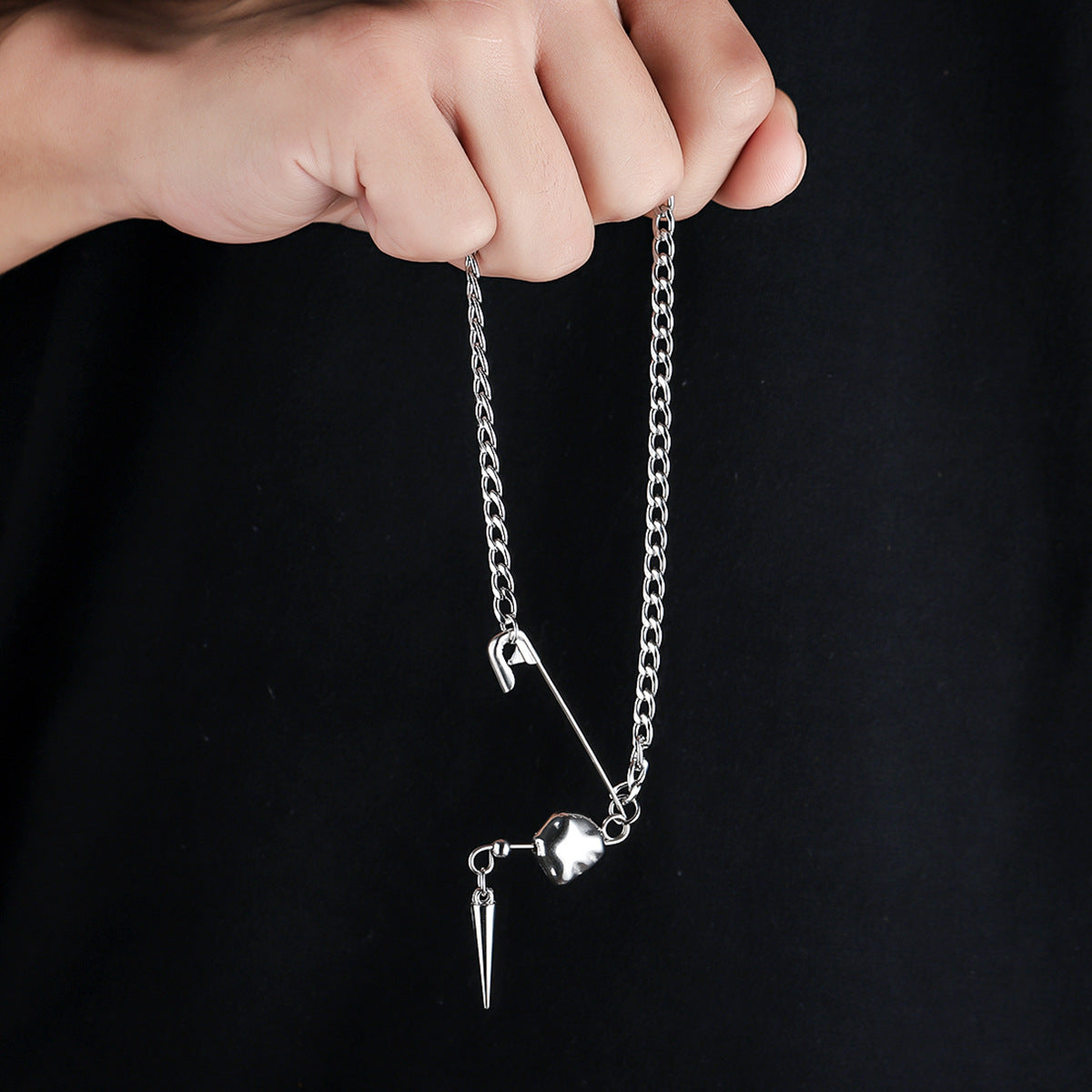 Stainless Steel Silver-Plated Contemporary Pendant With Chain