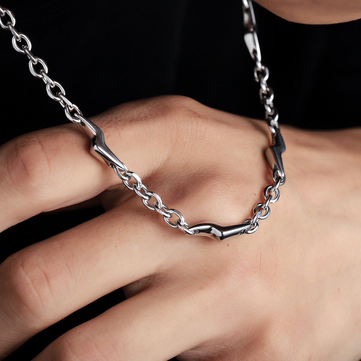 Stainless Steel Silver-Plated Minimal Necklace