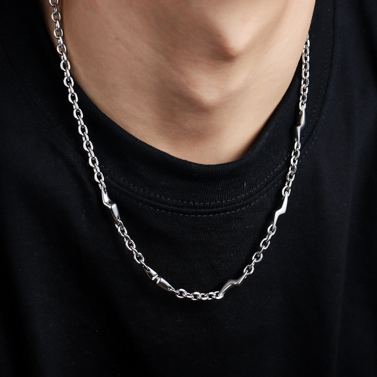 Stainless Steel Silver-Plated Minimal Necklace