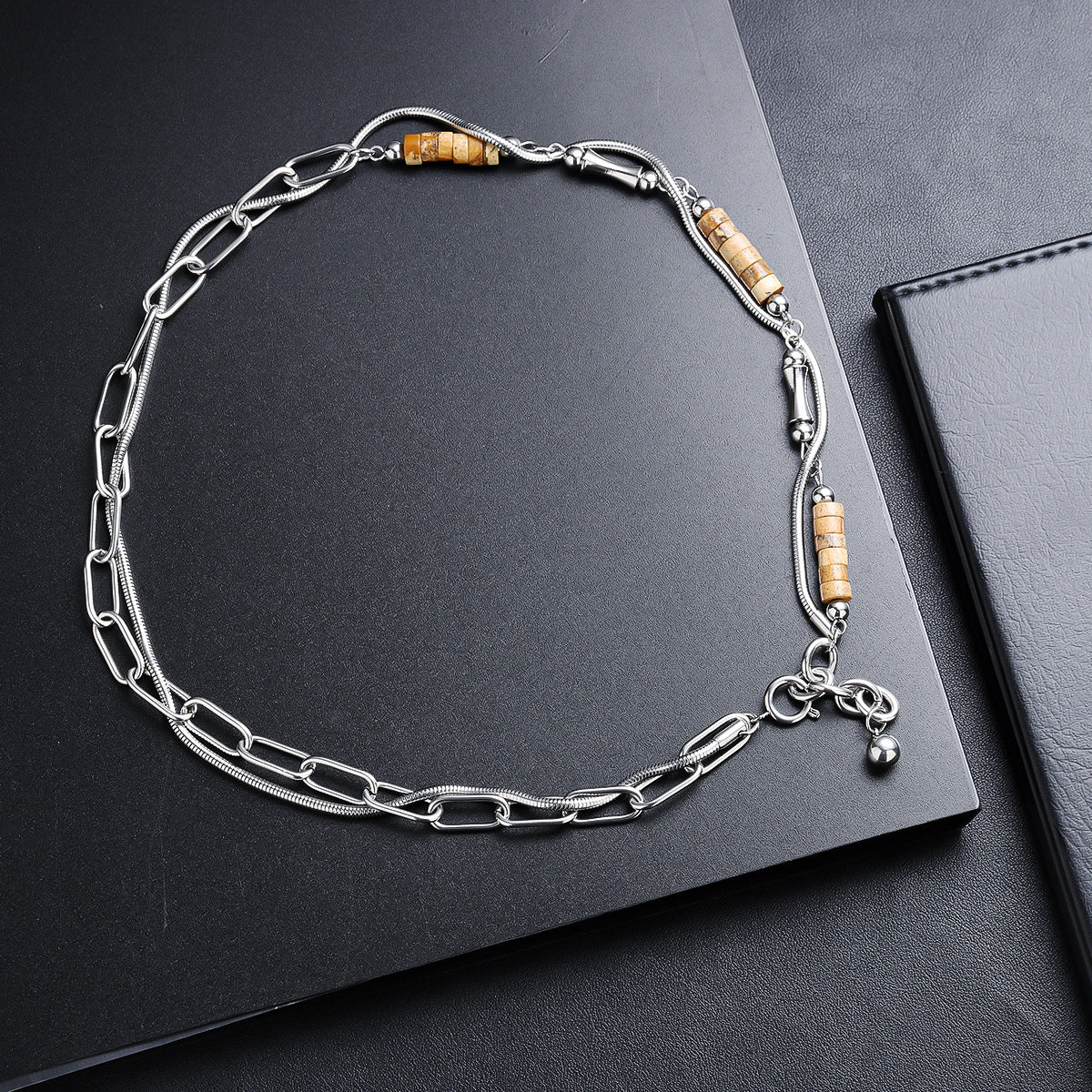 Silver-Plated  Stainless Steel Statement Chain