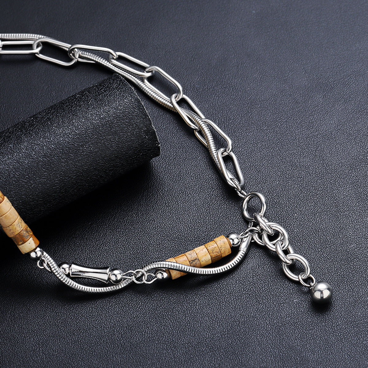 Silver-Plated  Stainless Steel Statement Chain