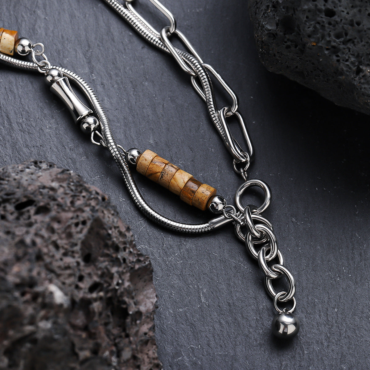 Silver-Plated  Stainless Steel Statement Chain