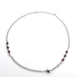 Silver-Plated Artificial Beaded Stainless Steel Minimal Chain