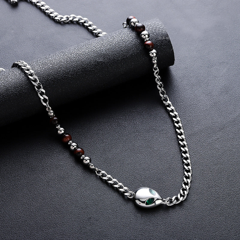 Silver-Plated Artificial Beaded Stainless Steel Minimal Chain