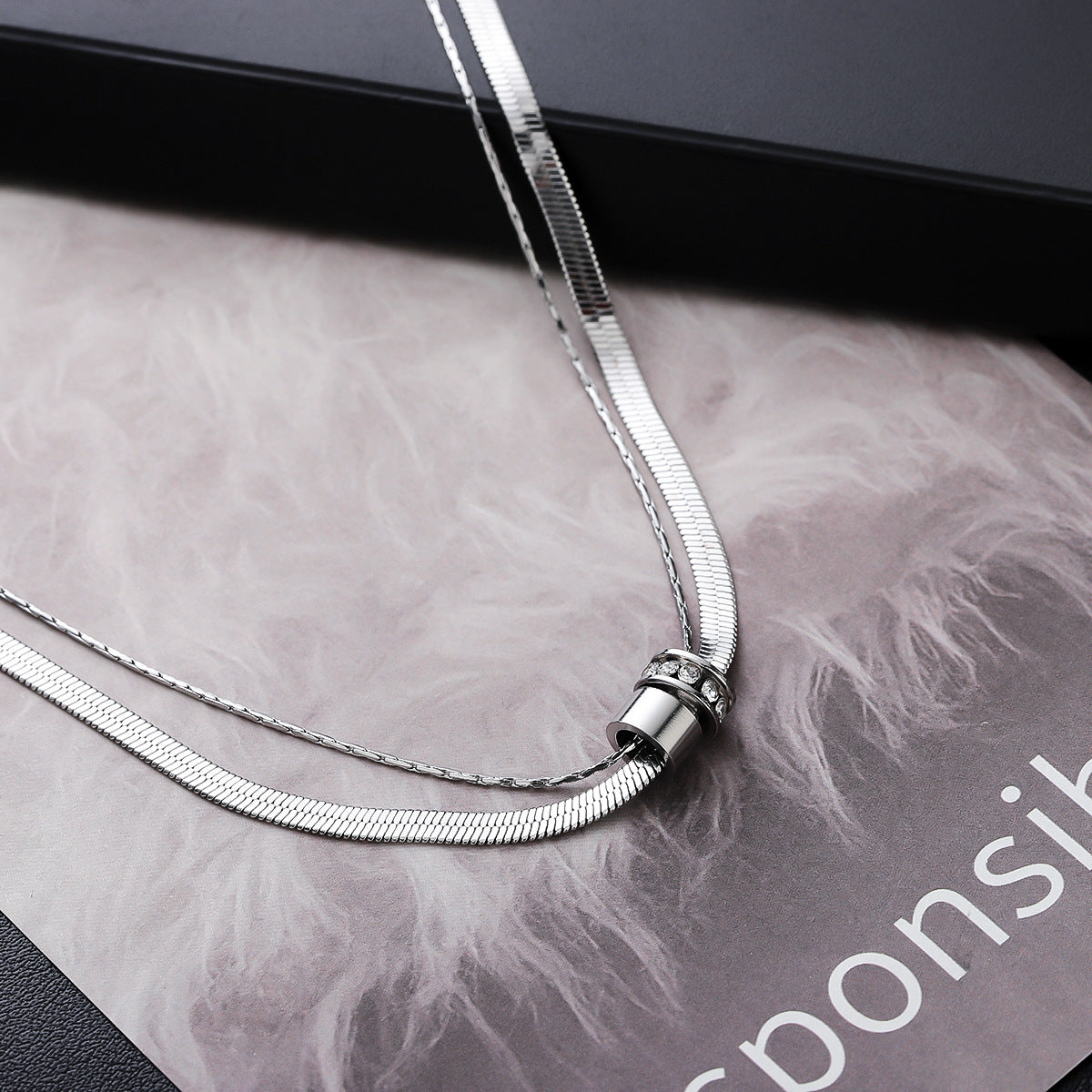 Silver-Plated  Stainless Steel Statement Chain