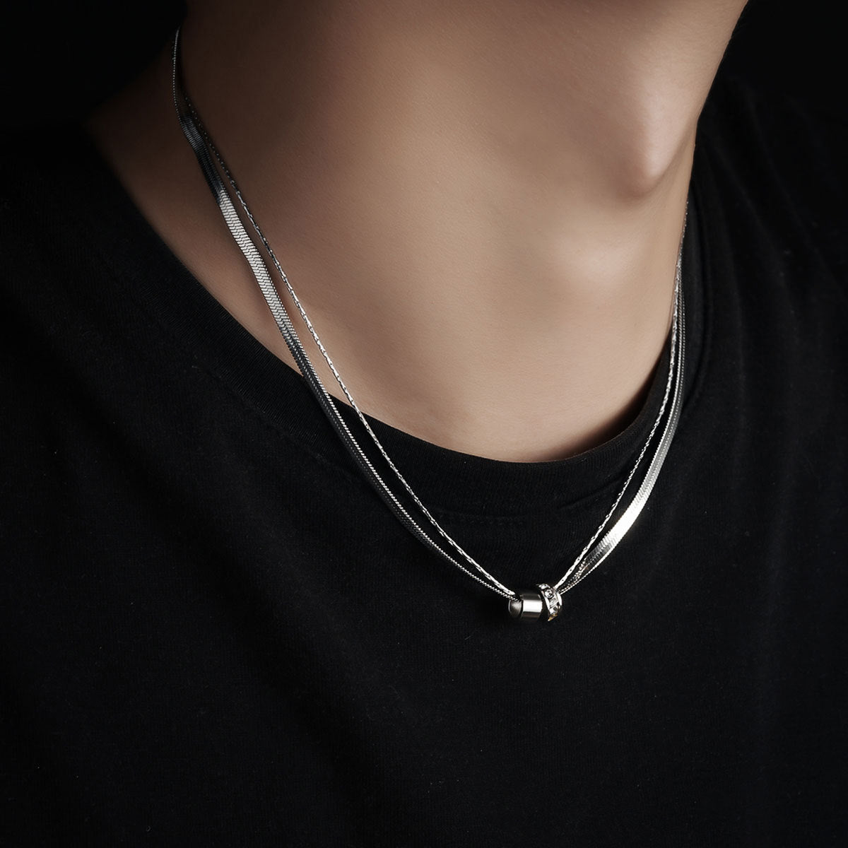 Silver-Plated  Stainless Steel Statement Chain