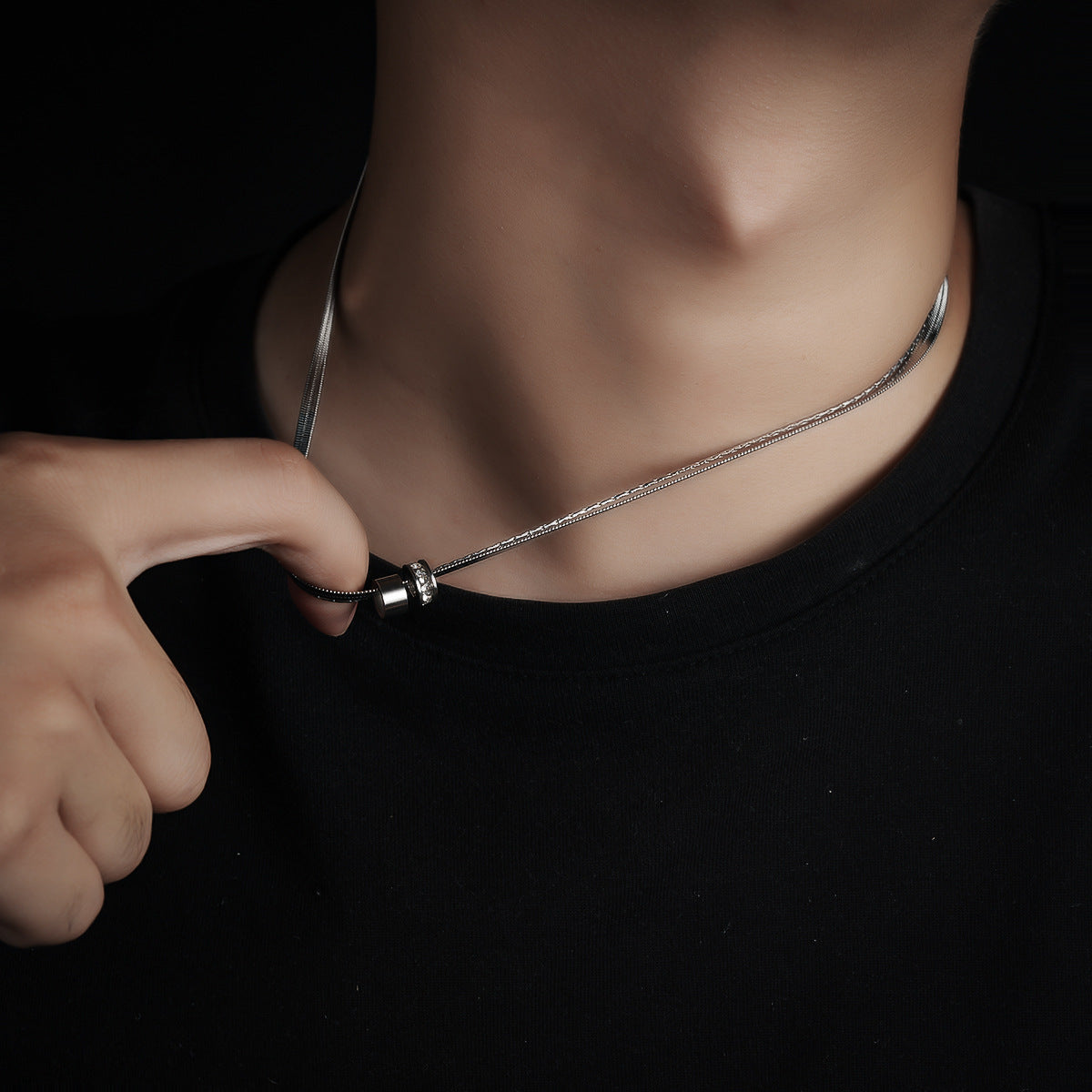Silver-Plated  Stainless Steel Statement Chain