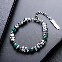 Men Handcrafted Silver-Plated Charm Bracelet