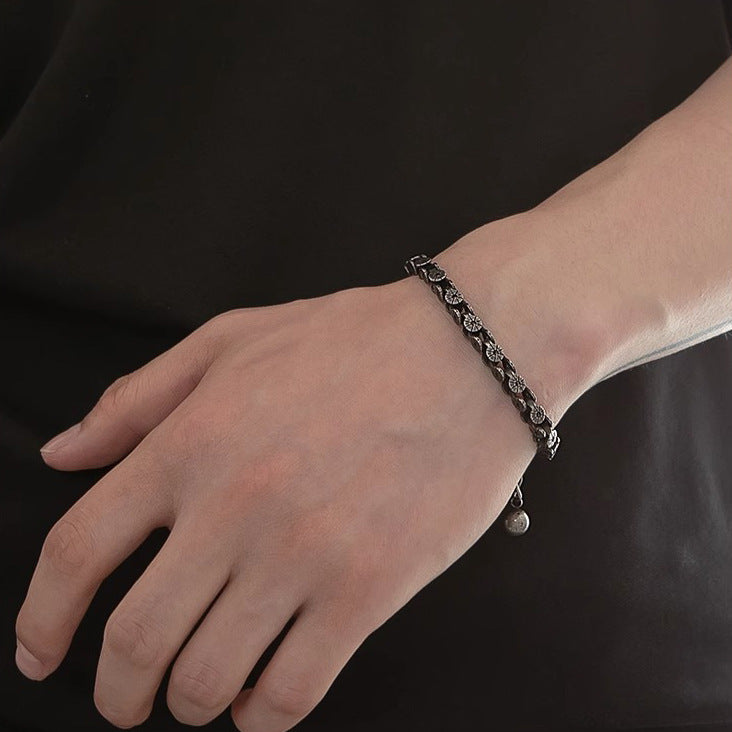 Men Stainless Steel Silver-Plated Link Bracelet