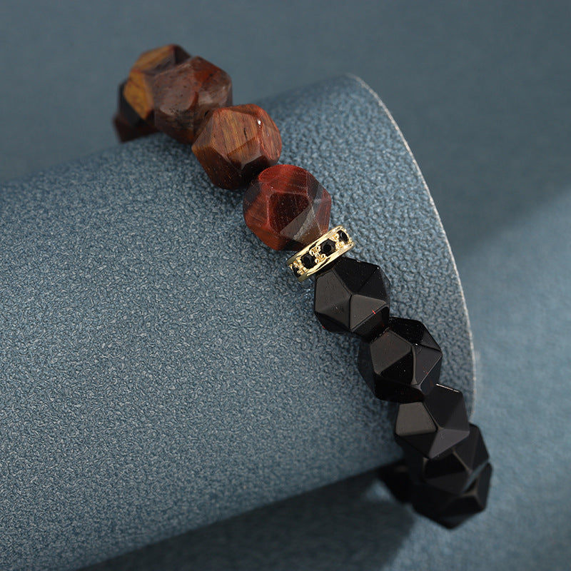 Men Gold-Plated Artificial Beaded Elasticated Bracelet
