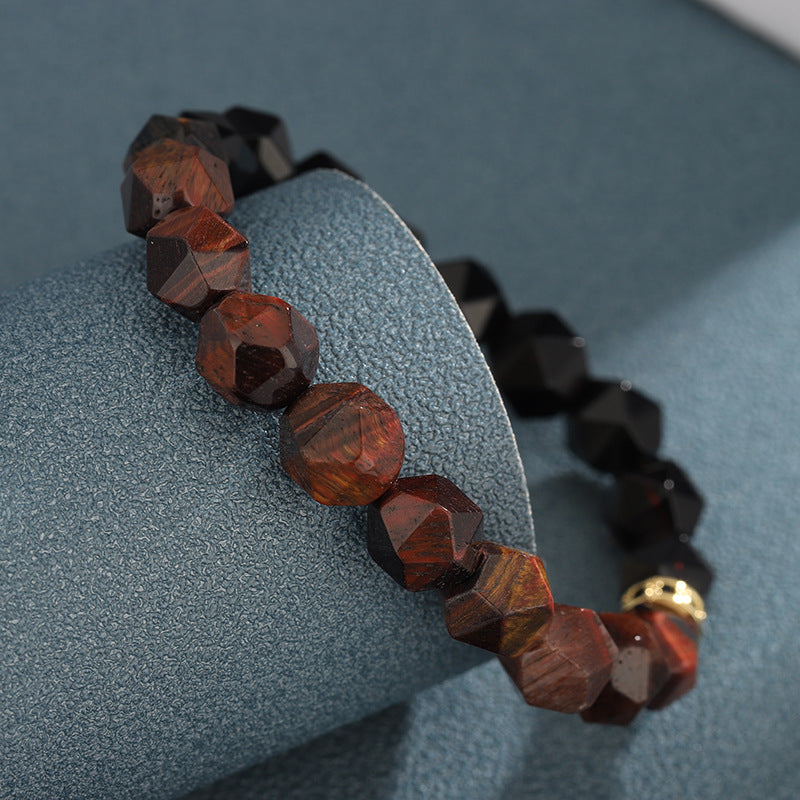 Men Gold-Plated Artificial Beaded Elasticated Bracelet