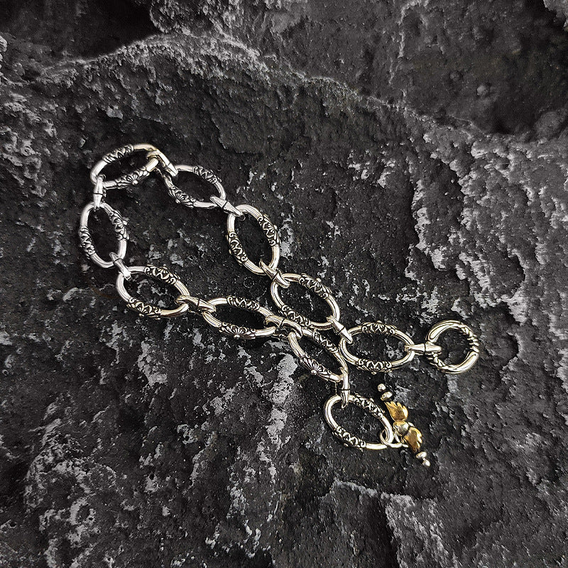 Men Stainless Steel Silver-Plated Link Bracelet