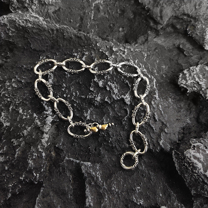 Men Stainless Steel Silver-Plated Link Bracelet