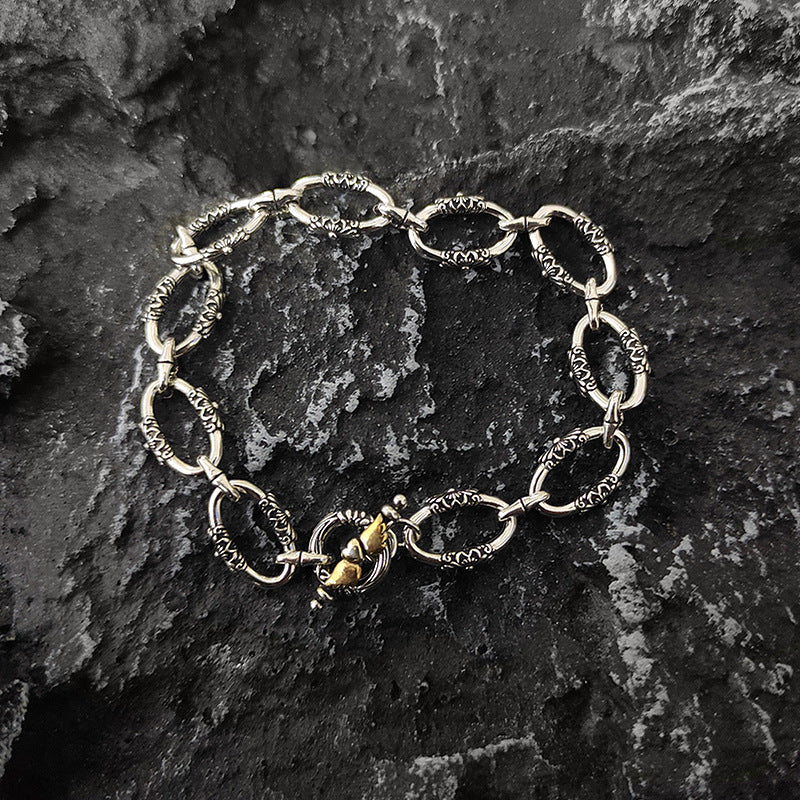 Men Stainless Steel Silver-Plated Link Bracelet