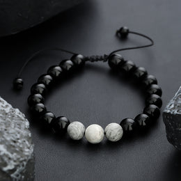 Men Artificial Beaded Wraparound Bracelet