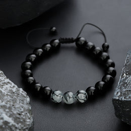 Men Artificial Beaded Wraparound Bracelet