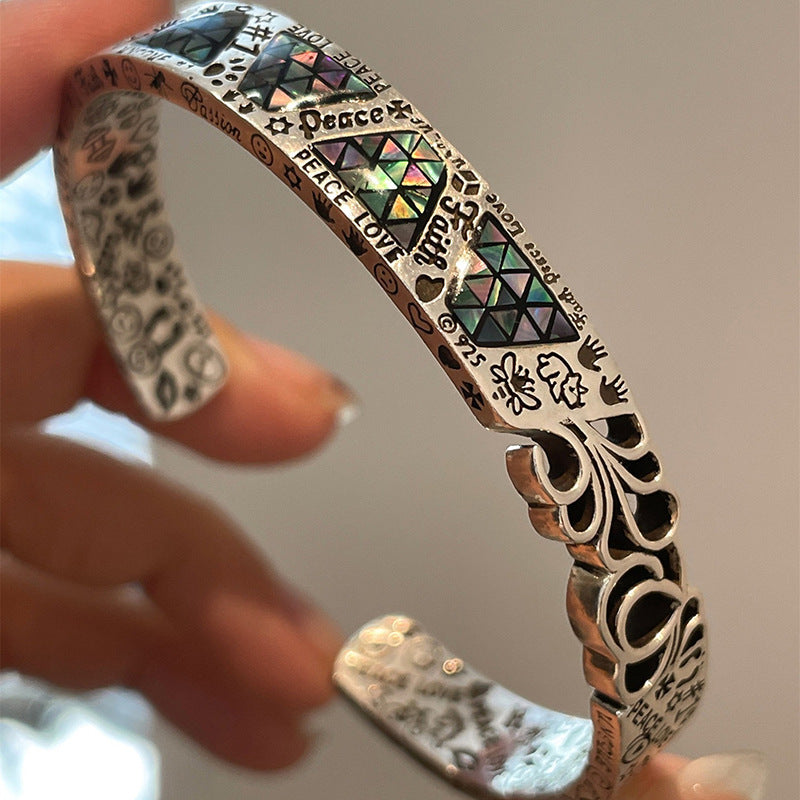 Men Silver-Plated Cuff Bracelet