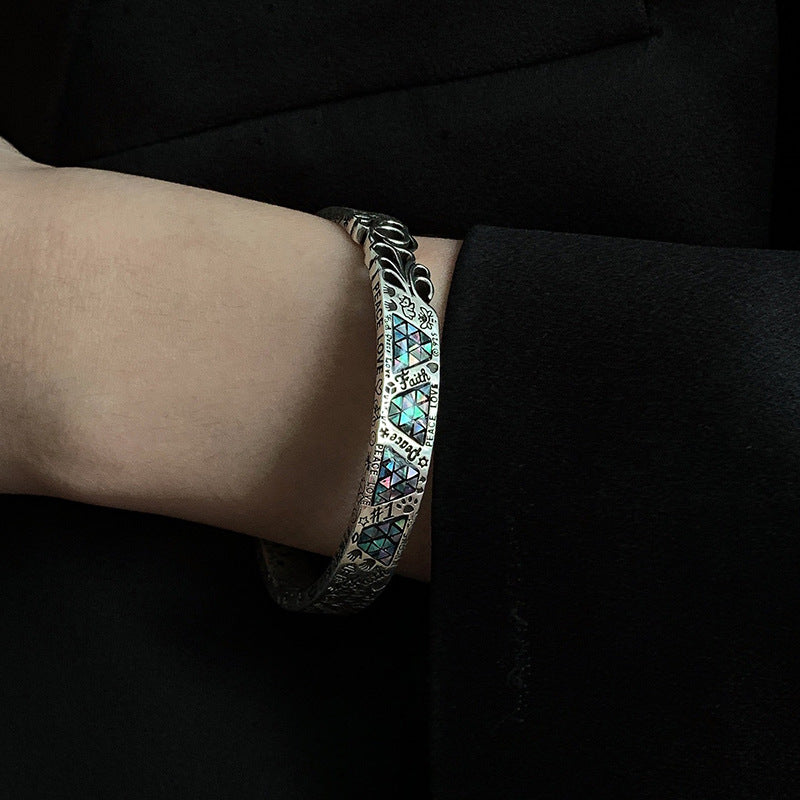Men Silver-Plated Cuff Bracelet