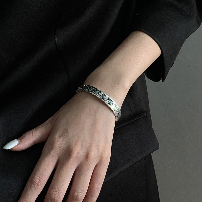 Men Silver-Plated Cuff Bracelet