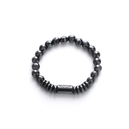 Men Stainless Steel Artificial Beaded Elasticated Bracelet