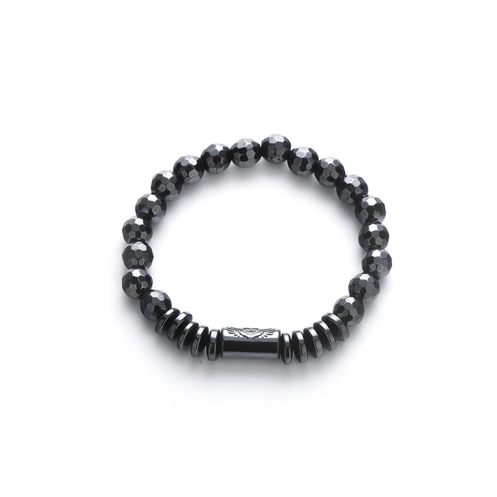 Men Stainless Steel Artificial Beaded Elasticated Bracelet