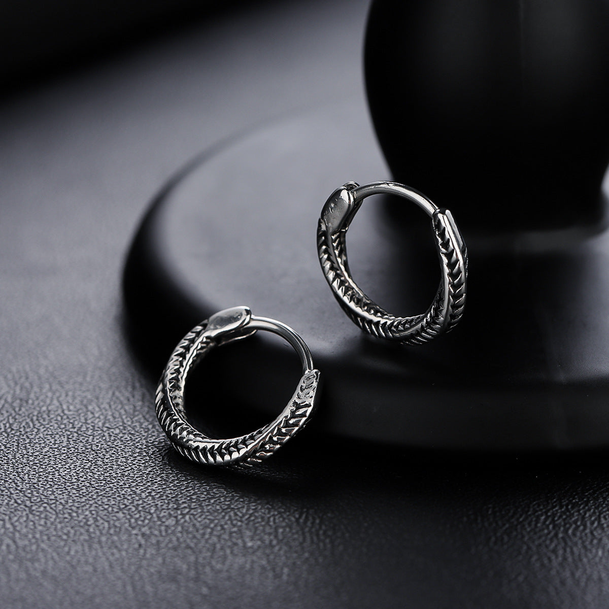 Stainless Steel Silver-Plated Circular Shaped Hoop Earrings