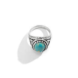 Silver-Plated Stone-Studded Adjustable Finger Ring
