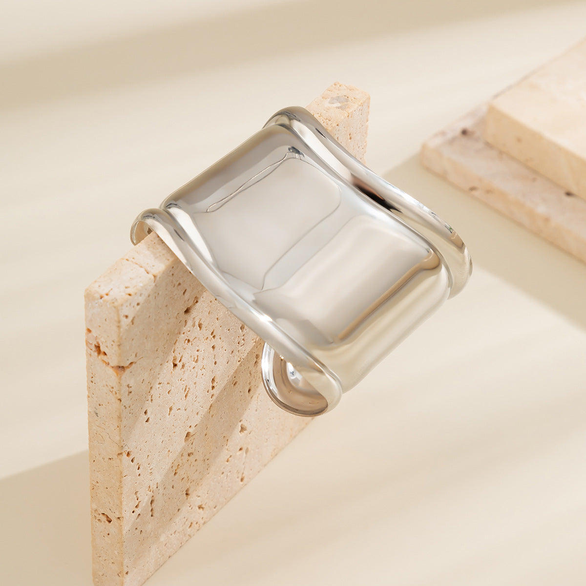 Men Silver-Plated Cuff Bracelet